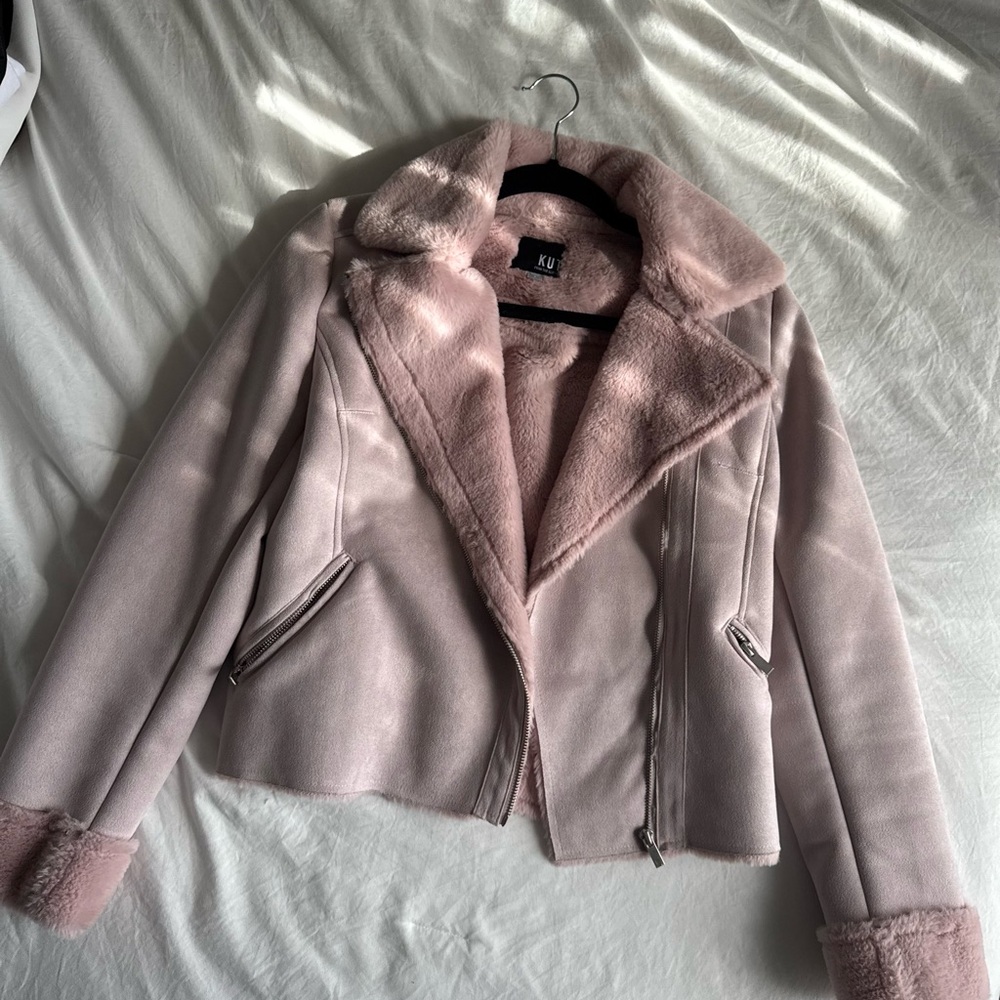 Faux Suede Pink Moto Jacket